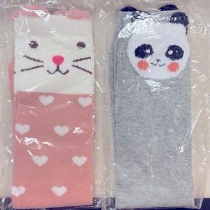Bunny and Panda socks below the knees